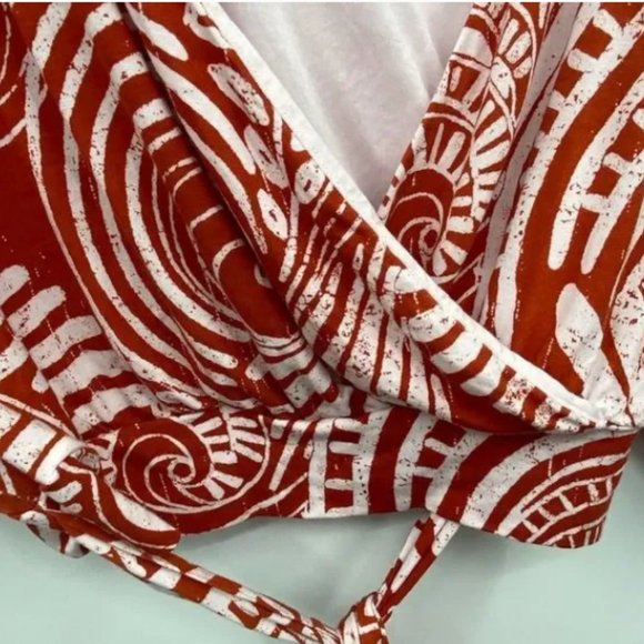 3for$40🤑 Like New! - Anthropologie Bodhi Red Print Tie Waist Blouse - XL - Picture 3 of 8